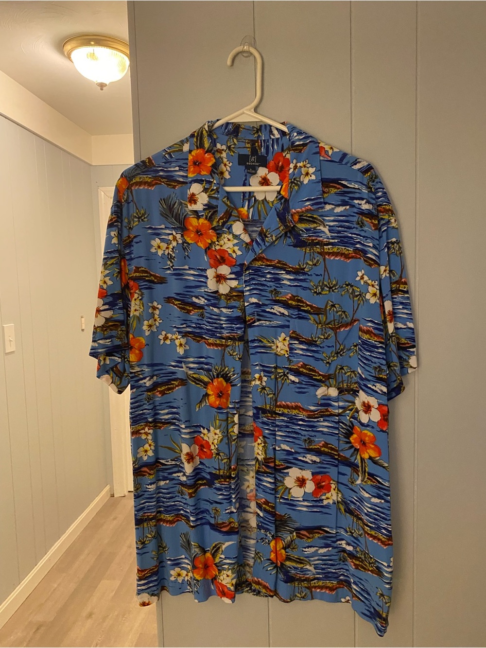 Men's Blue Hawaiian Floral Shirt